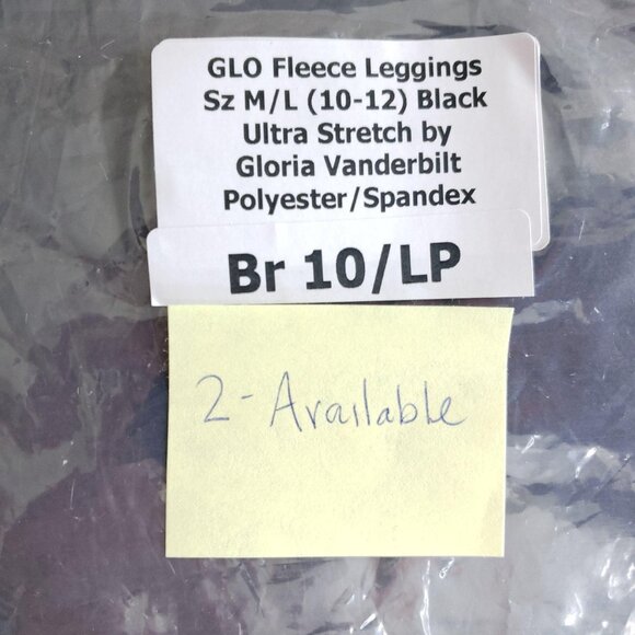 Glo Fleece Leggings Size M/L (10-12) Black Ultra Stretch By Gloria Vanderbilt - Picture 6 of 6